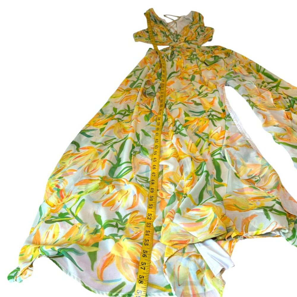 ASTR The Label Alyssa Ruffle Floral Pleated Cut-Out Maxi Dress Size M - Picture 13 of 13